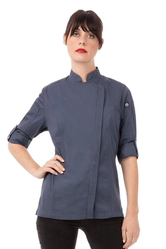 Chef Works Women's Hartford Chef Coat, Blue, Medium