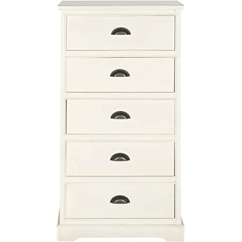 SAFAVIEH Modern Wooden Storage Chest with 5 Drawers, in White, 60 X 35 X 120