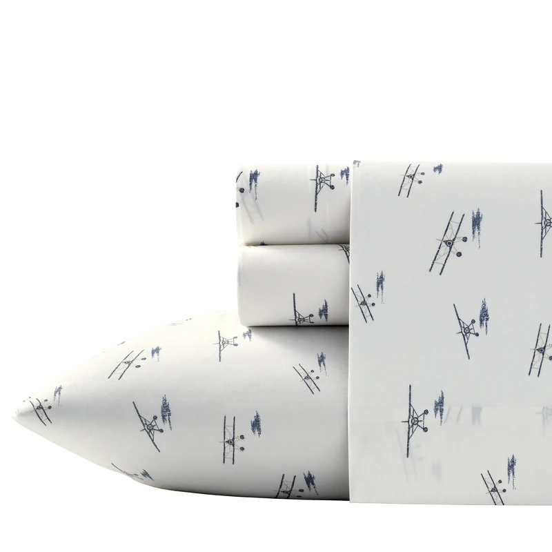 Eddie Bauer - Full Sheets, Cotton Percale Bedding Set, Crisp & Cool, Stylish Home Decor (Sea Plane,4 Pieces, Full) - Image 1