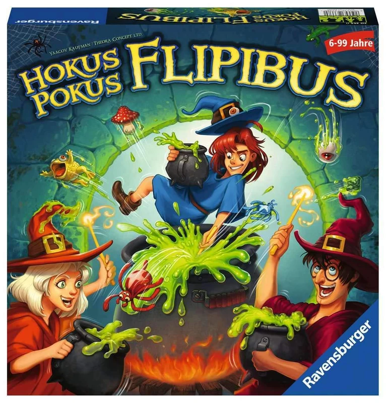 Ravensburger Barnlekar 20355 – Hokus Pokus Flipibus – actionspel med hoppeffekt för barn från 6 år