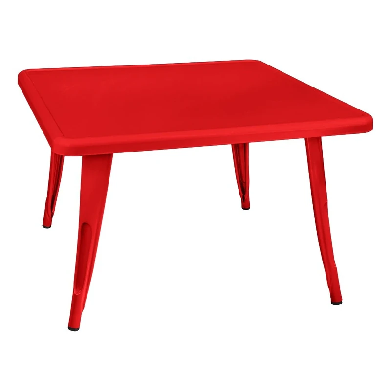 Norwood Commercial Furniture ALT-CT004-20RD-SO Modern Industrial Tolix Style Square Metal Kids Table, Red - Image 1