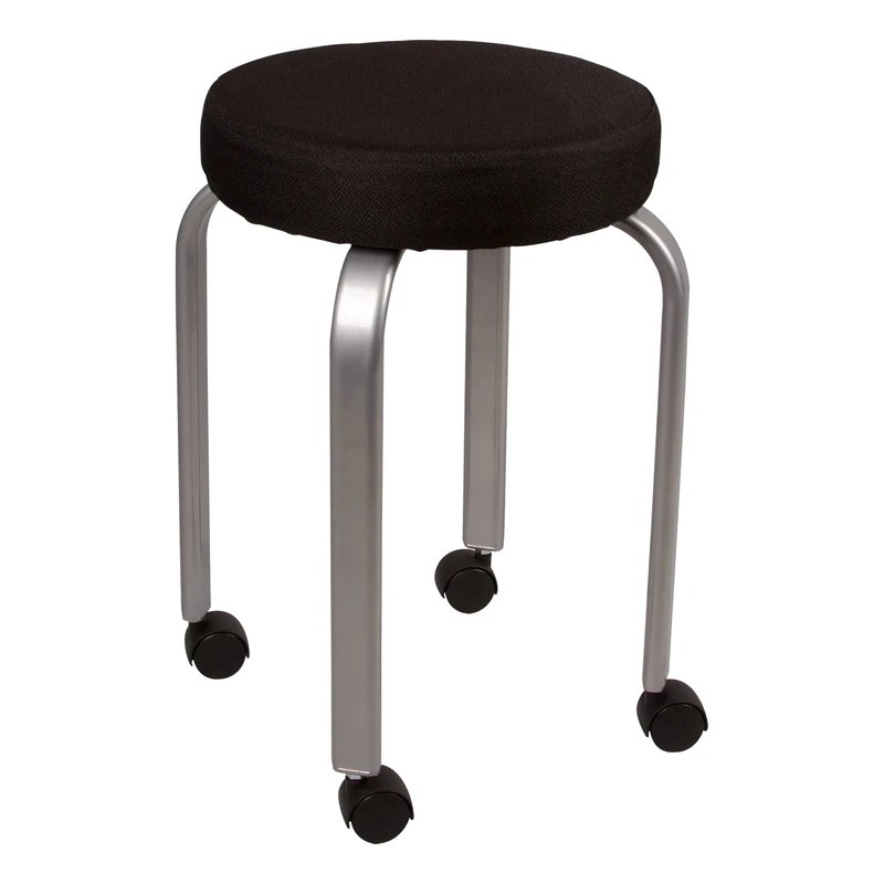 Norwood Commercial Furniture NOR-TSU1071-SO Padded Mobile Stool, Black - Image 1