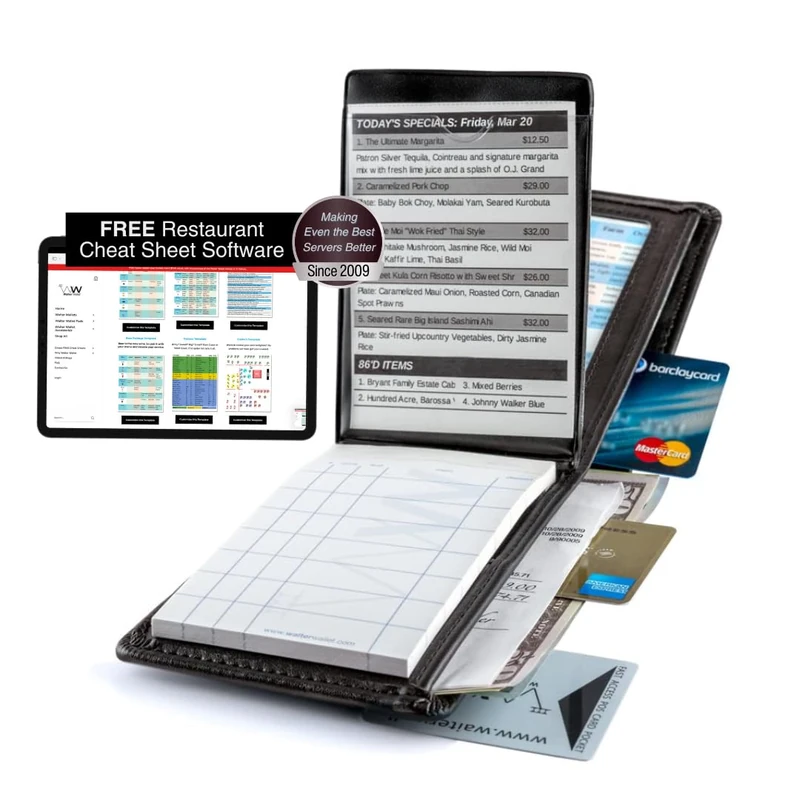 Waiter Wallet Jr. Deluxe Server Book Organizer with Clear Pocket Insert | Includes Restaurant Guest Order Pad | Small Size fits Many Uniform Pockets - Image 1