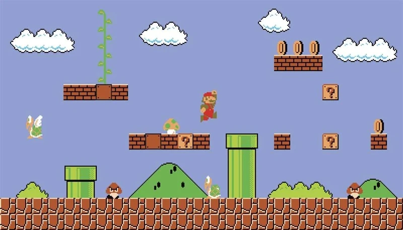 RoomMates JL1331M Super Mario Retro Spray and Stick Removable Wall Mural - 10.5 ft. x 6 ft.