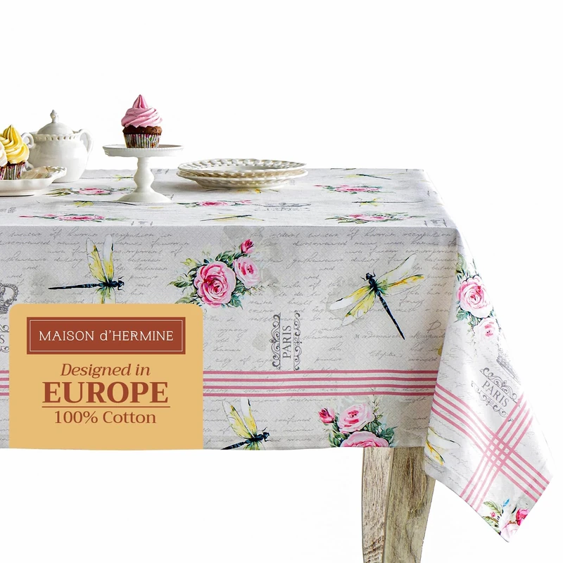 Maison d'Hermine Table Cloth Square Table 100% Cotton Tablecloth for Dining Room, Farmhouse, Home, Hotel, Parties & Wedding - Ideal for Easter Decorations Spring & Summer (Champ De Mars, 60" x 60")