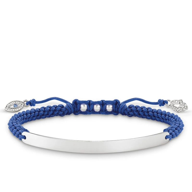 Thomas Sabo Women-Bracelet Love Bridge 925 Sterling Silver Nylon Zirconia white blue Length from 14.5 to 21 cm Bridge 5 cm LBA0066-897-1-L21v