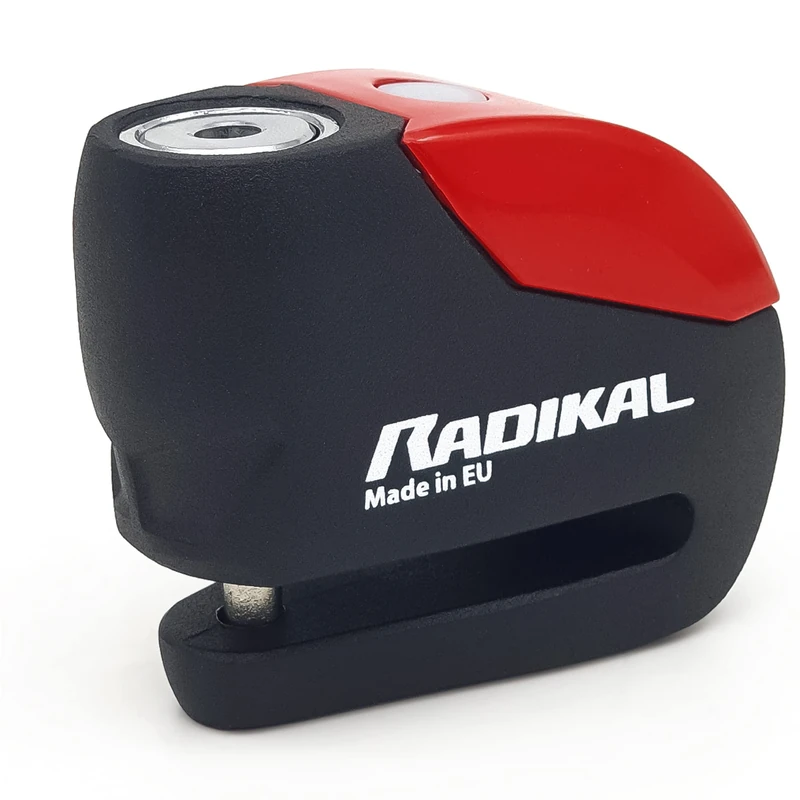 RADIKAL RK9 Disc Lock Alarm 120db ON Button, More Visible, Warning Fonction, 100% Waterproof, Full Metal, Universal Anti Theft Wheel Brake Lock for Motorcycle, Scooter, Bike, Electric Scooter, Bicycle