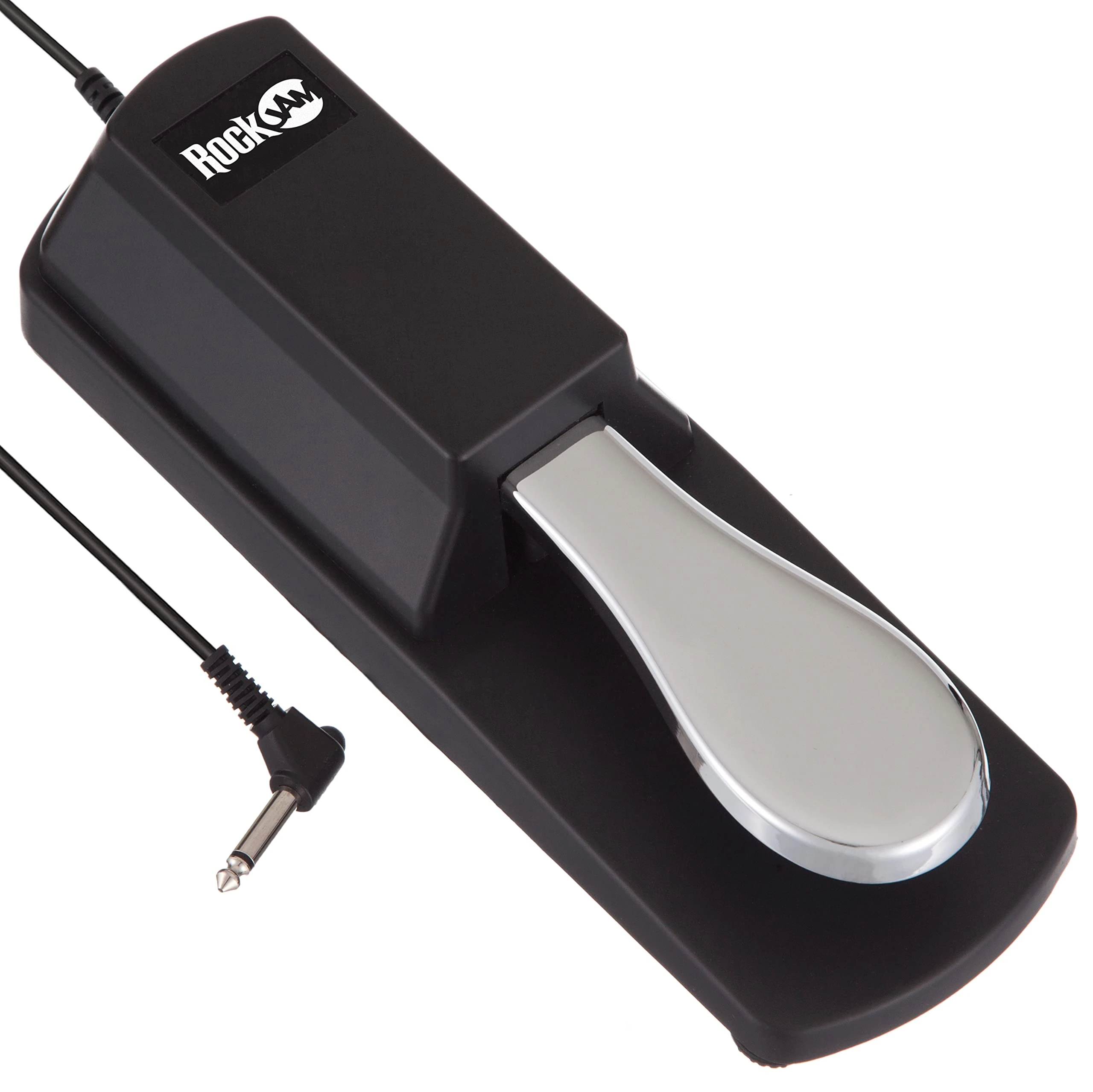 RockJam 6.35mm Sustain Pedal with Polarity Switch, Anti-Slip Rubber Bottom, 5.9 ft. Cable & Lessons