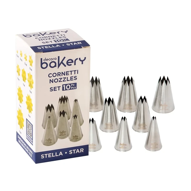 DECORA Set 10 Star NOOZLES, Acciaio Inossidabile, Steel, 30 x 30 x 30 cm