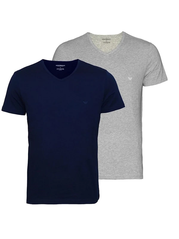Emporio Armani Men's T-Shirt (Pack of 2), Navy/Grey Appleng, S