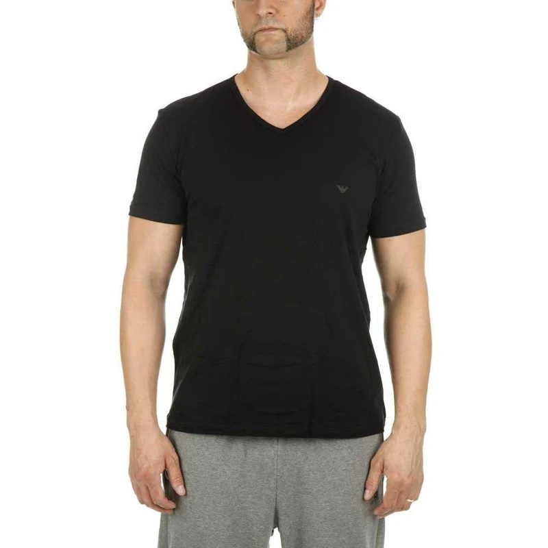 Emporio Armani Men's 2-Pack V-Neck V-Neck T-Shirts 111648 CC722 Value Pack - Black - Medium