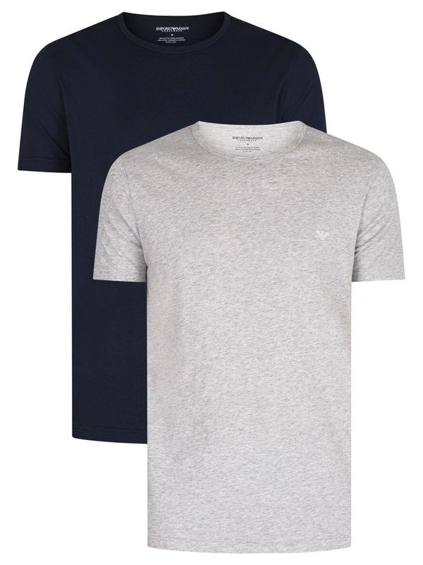Emporio Armani Men's 2Pack Crew Neck T-Shirt 111647 CC722 Savings Pack - 1blau 1grau, XL