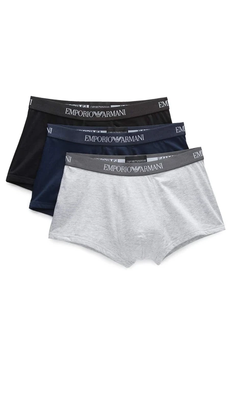 Emporio Armani 3-Pack Men's Boxer Shorts Mens Knit Trunk S-XL - Select Color: Colour: Navy/Grey/Black | Size: Small