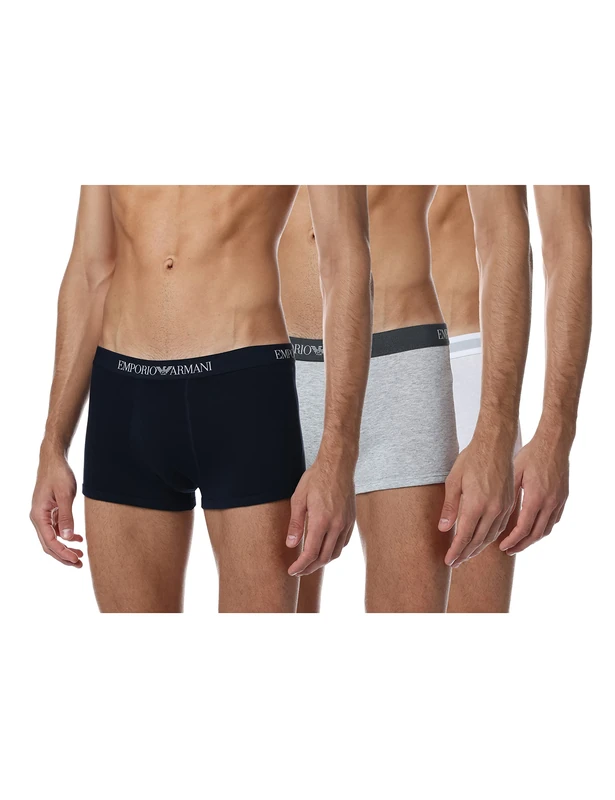 Emporio Armani Men's 3-pack Cotton Trunks underwear, Multicoloured (Bco/Grigiomel/Marine), L UK