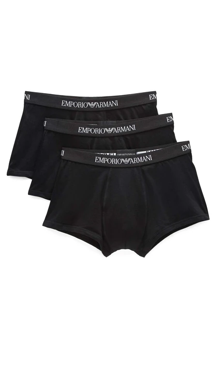 Emporio Armani Mens 3-pack Pure Cotton Swim Trunks, Black, XL UK