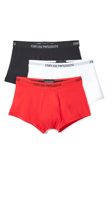 Emporio Armani 3-Pack Men's Boxer Shorts Mens Knit Trunk S-XL - Select Color: Colour: White/Red/Black | Size: Large