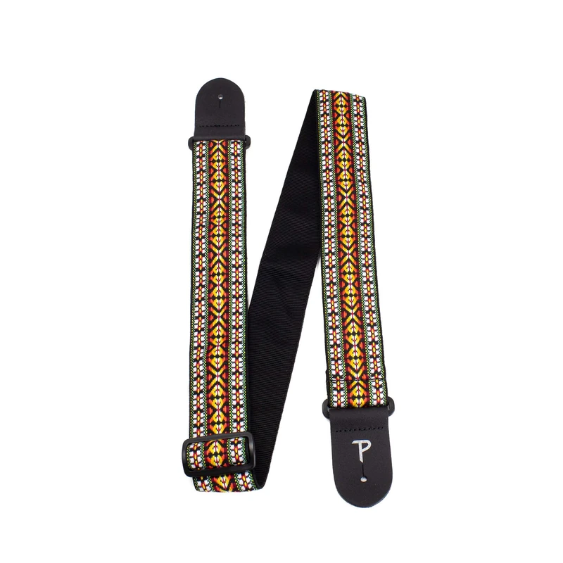 Perri’s Leathers Ltd. - Guitar Strap - Nylon - Jacquard - Vintage Hootenanny – Orange - Adjustable - for Acoustic/Bass/Electric Guitars - Made in Canada (TWS-7035)