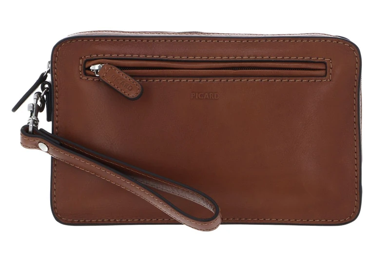 Picard, Toscana Series 8966636215 Men's Wrist Bag in Camel/Light Brown Natural Leather with Strap