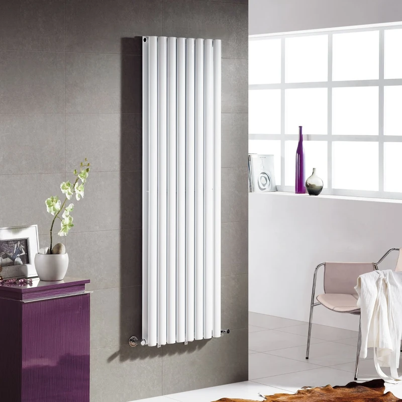 iBathUK 1600 x 480 mm Vertical Column Radiator White Oval Single Panel Designer Heater