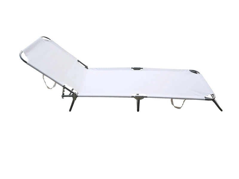 GARDEN FRIEND Mallorca Folding Beach Bed in Steel and PVC 600d White Color, Size: 188x55x24h