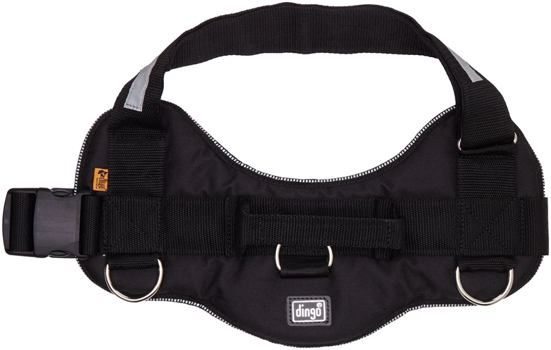 Dingo Dog Harness Handmade Reflective STRONG Modern Handle on the Back Sport Type Black 12938