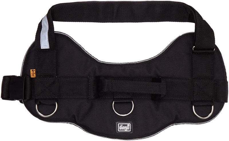 Dingo Dog Harness Handmade Reflective STRONG Modern Handle on the Back Sport Type Black 12940