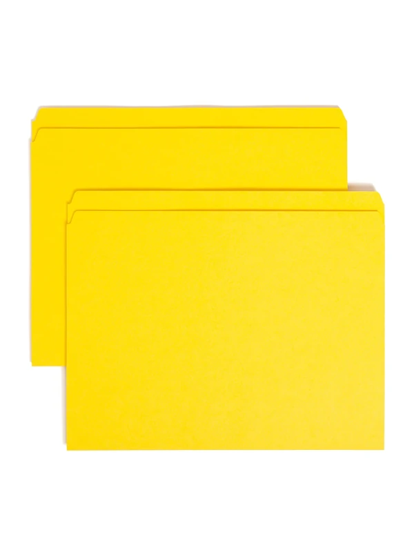 Smead Colored File Folder, Straight-Cut Tab, Letter Size, Yellow, 100 per Box (10946)