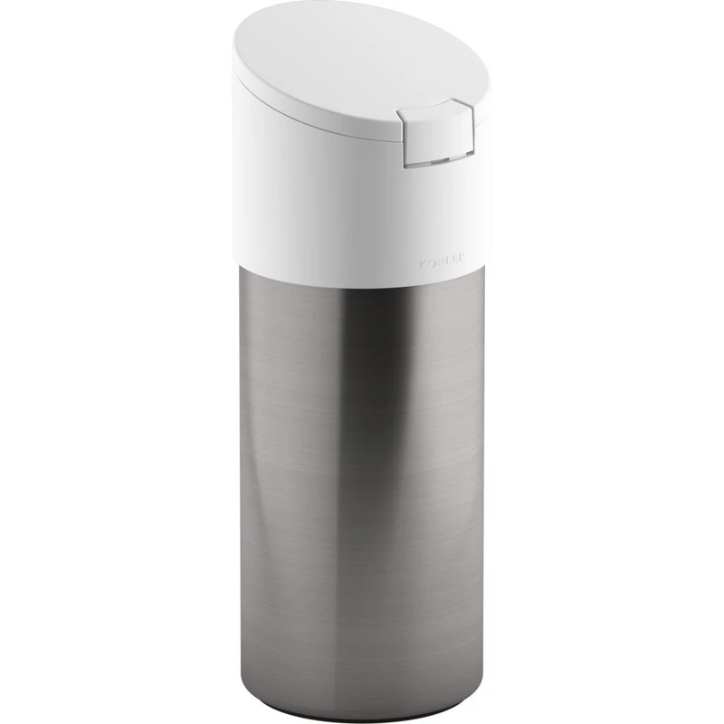 KOHLER Disinfecting Dispenser (Wipes not Included), Stainless Steel Canister with Easy One Touch Lid, 4 x 4 x 10.75, White