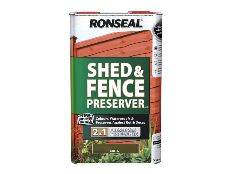 Ronseal RSLSFG5L 5 Litre Shed and Fence Preserver - Green