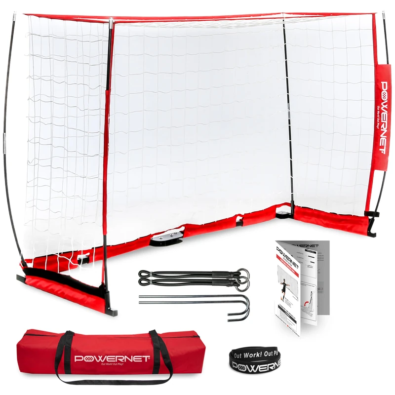 PowerNet Soccer Goal 6ft x 4ft Portable Bow Style Net | Collapsible Metal Base | Durable Lightweight Vertical Poles | Quick Setup EZ Storage | 1 Goal+1 Carrying Bag | Scrimmage Game | Rebounder - Image 1