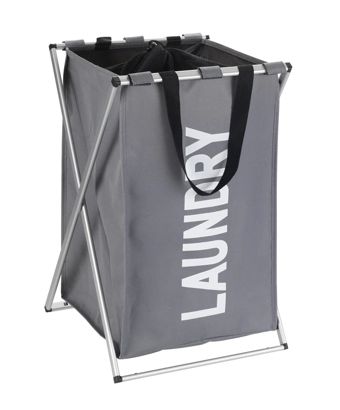 WENKO Laundry bin Uno in grey, Fabric, 38 x 35 x 57 cm