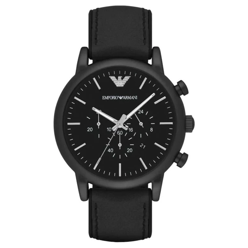 Emporio Armani Watch for Men, Chronograph Movement, 46 mm Black Stainless Steel Case with a Leather, Silicone Strap, AR1970