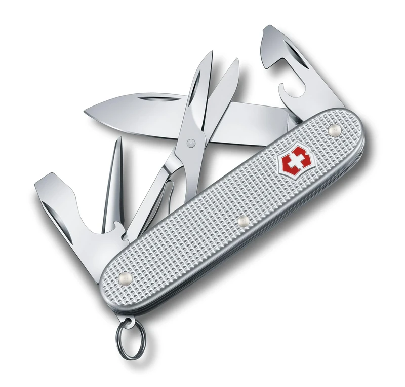 Victorinox Pioneer X Alox Swiss Army Knife, Medium, Multi Tool, 9 Functions, Blade, Can Opener, Silver