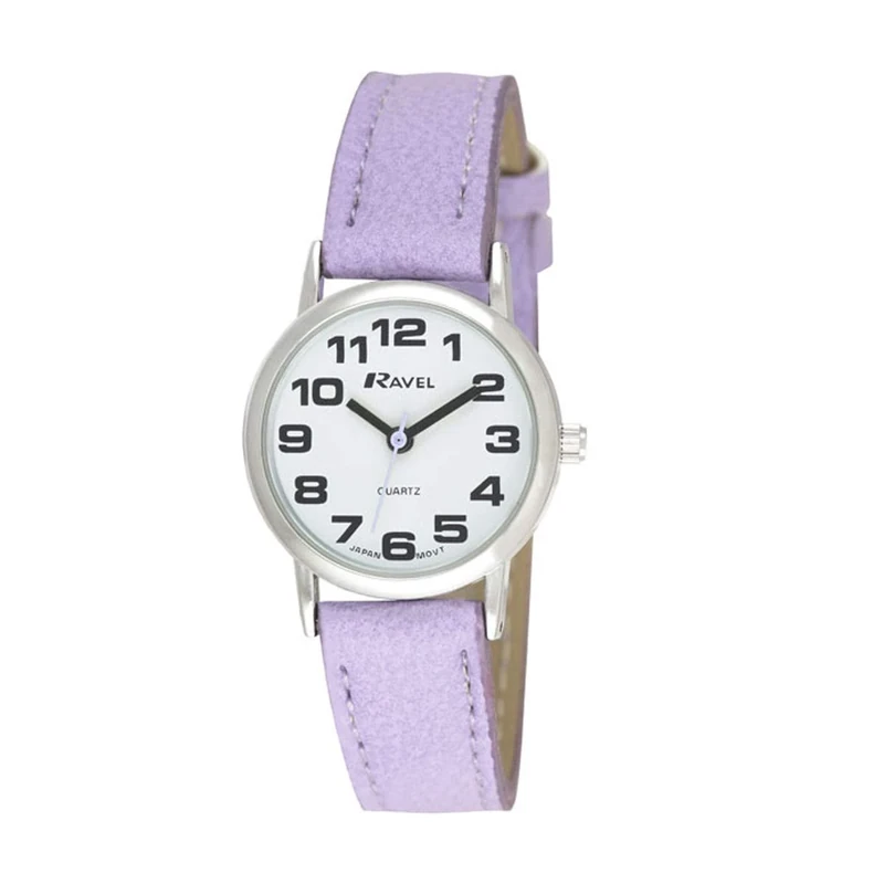Ravel Women's Easy Read Watch with Big Numbers (Medium) - Purple/White Tone/White Dial