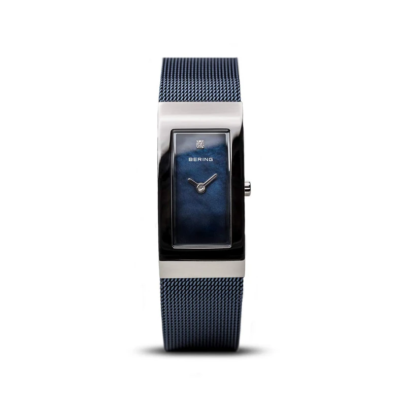 BERING Women's Quartz Watch, 17 mm Silver Stainless-Steel Case and Blue Dial, Milanese Strap, Sapphire Crystal, 5 ATM, 10817-307 - Image 1