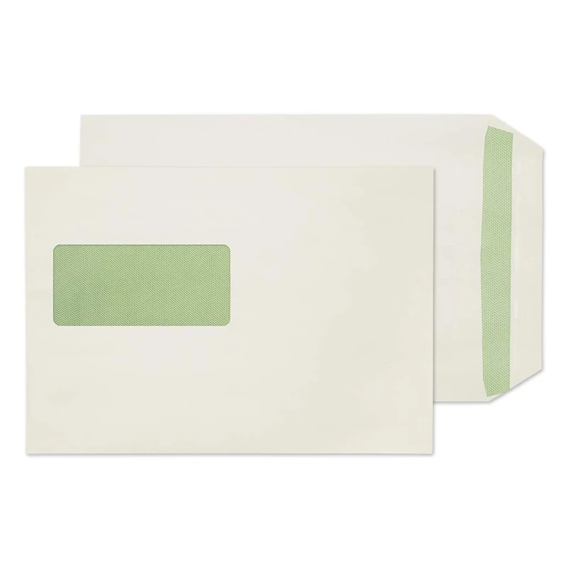 Blake Purely Environmental C5 229 x 162 mm 90 gsm Flora Recycled Pocket Self Seal Window Envelopes (RE3831) Natural White - Pack of 500