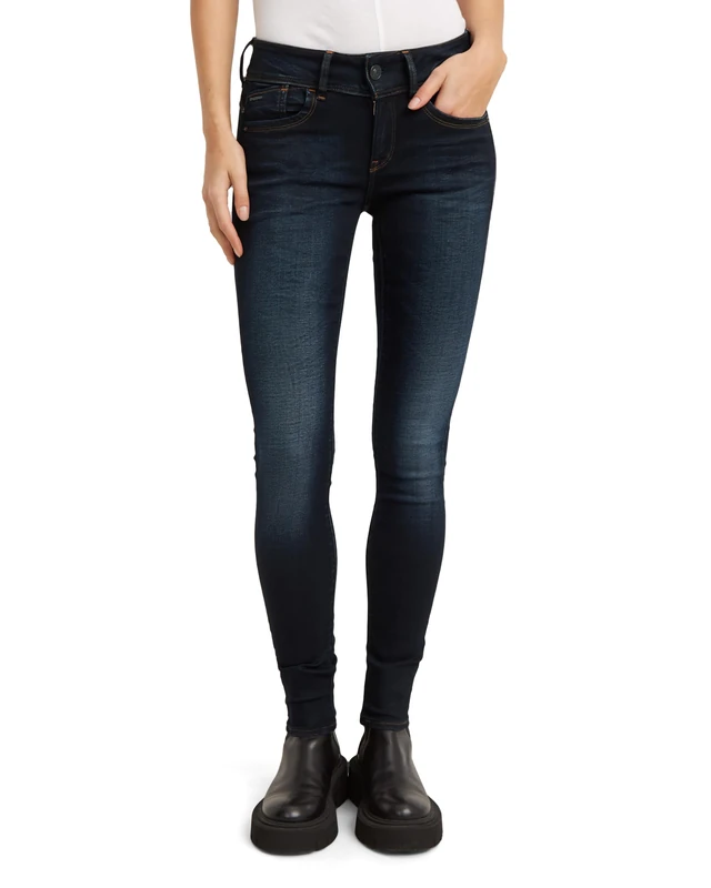 G-STAR Women's Lynn Mid Waist Skinny Jeans Jeans, Blue (Medium Aged 60885-6131-071), 33W / 30L