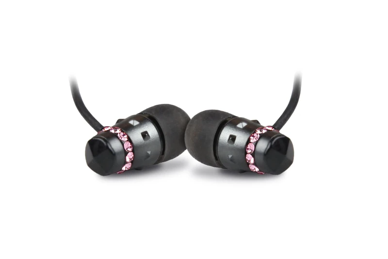 Maroo ICE Collection - Earphones with Pink Crystals - Black