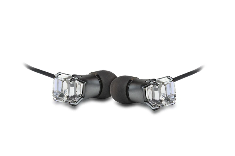 Maroo GEM Collection - Earphones with Clear Diamond - Black - Image 1