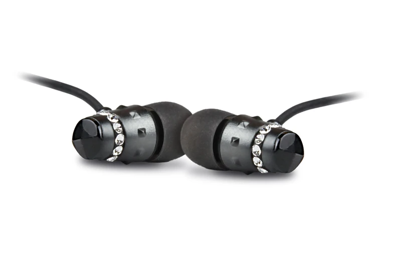 Maroo ICE Collection - Earphones with Clear Crystals - Black - Image 1