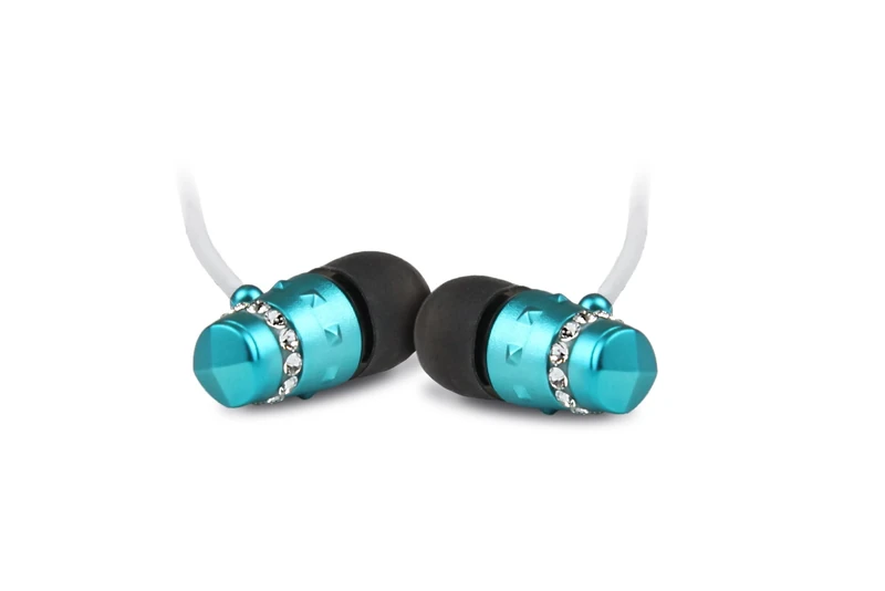 Maroo ICE Collection - Earphones with Clear Crystals - Blue Turquoise
