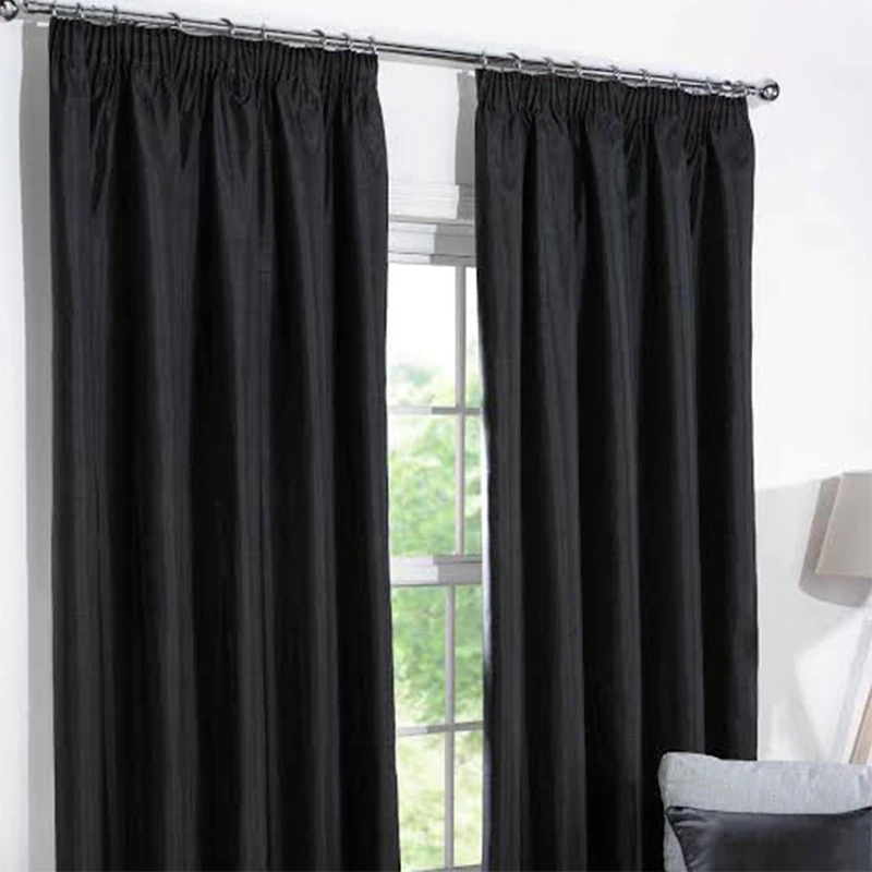 Just Contempo Plain Eyelet & Blackout Curtains in Natural Tones, Fabric, Black, 66 x 72 Inches