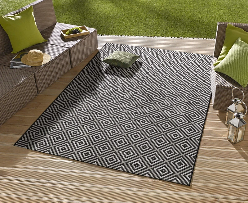 Hanse Home Northrugs Indoor and Outdoor Rug Checked Black 160 x 230 cm