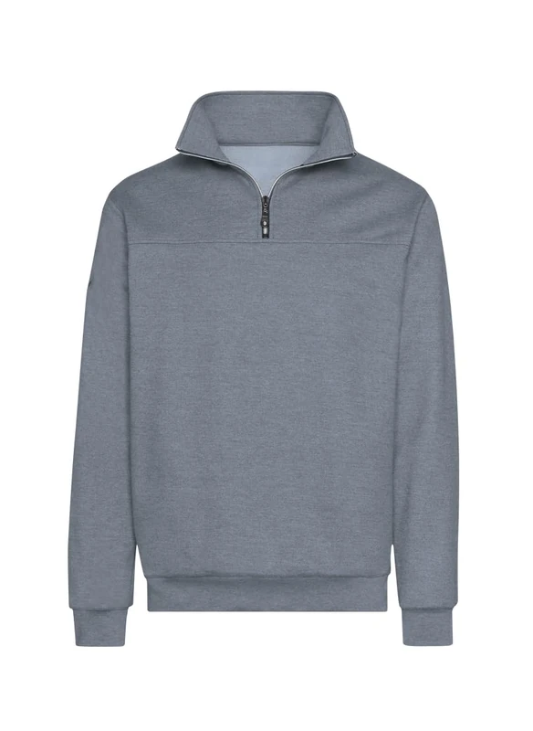 Trigema Men's sweatshirt with zip, Stone grey melange, M