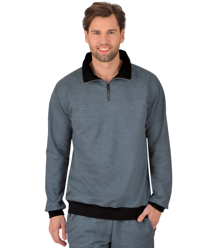 Trigema Men's 674801 Sweatshirt, Stone Grey Melange, XXXL