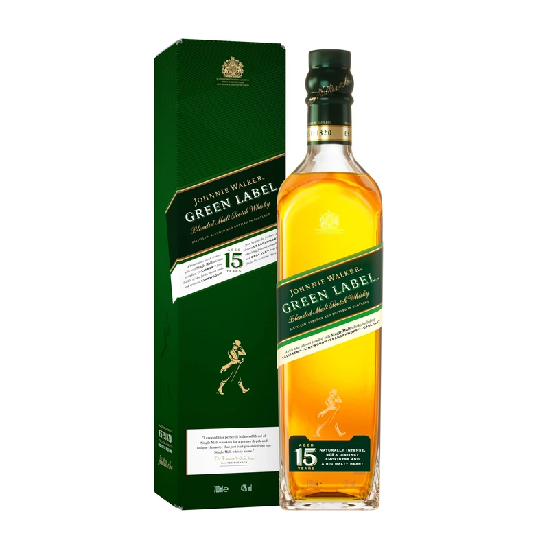 Johnnie Walker Green Label | 43% vol | 70cl | Blended Malt Scotch Whisky | Enjoy Neat or in Drinks | Matured at Least 15 Years | a Rich & Luxurious Gift | with Gift Box