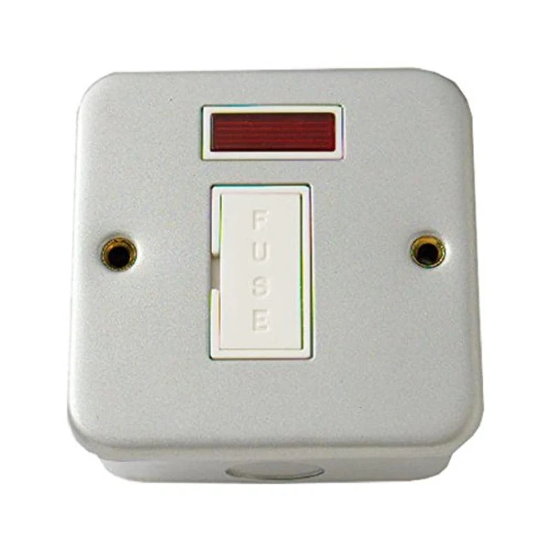 Merriway BH03701 (10 Pcs) Unswitched Metal Clad Fused Spur with Neon Indicator - Pack of 10 Pieces