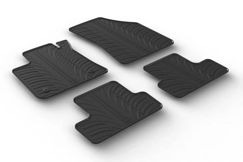 Gledring Rubber car mats set LHD compatible with Renault Megane IV 5 doors/Grandtour/Grand Coupe 2016- (Manual) (T profile 4-pieces + mounting clips)