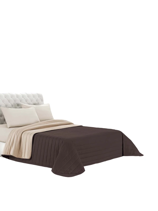 Italian Bed Linen Elegant Summer Quilt Brown/Cream, Small Double, Microfiber