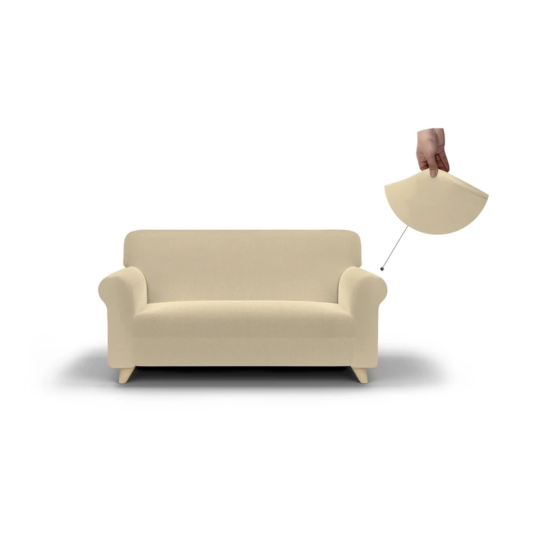 Italian Bed Linen Più Bello bielastic Sofa cover Cream, 2 places, Polyester, 2 Seats